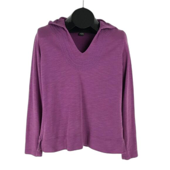 Eddie Bauer Hooded Pullover Sweatshirt Women's Small Purple Embroidered Cotton - Picture 1 of 14